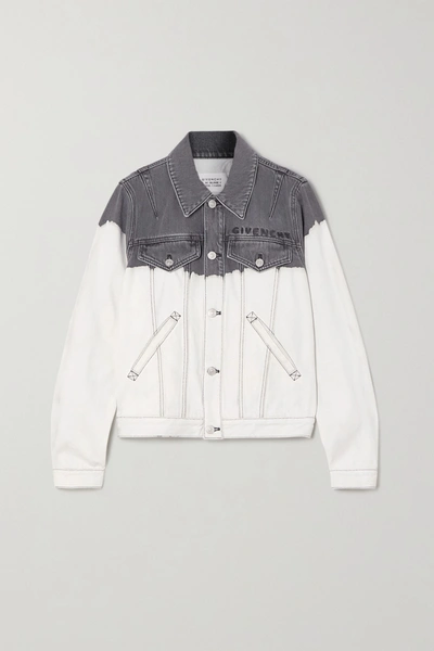 Givenchy Embroidered Tie-dyed Denim Jacket In White