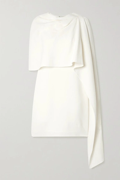 Oscar De La Renta Layered Draped Wool-blend Crepe Mini Dress In Ivory