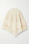 SAINT LAURENT FRINGED WOOL PONCHO