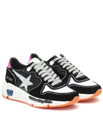 Golden Goose Running Sole Low-top Sneakers In Black,silver,fuchsia