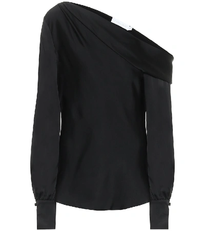 Jonathan Simkhai Alice Satin Off-the-shoulder Top In Black