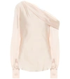 Simkhai Alice One-shoulder Satin Blouse In Pink