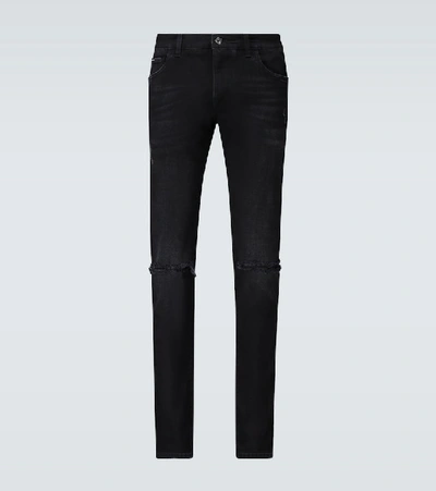 Dolce & Gabbana Distressed-effect Skinny Jeans In Black