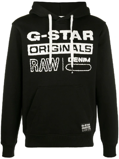 G-star Raw Originals Logo Print Hoodie In Black