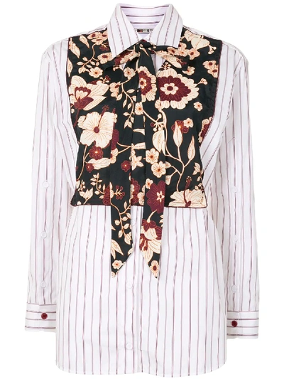 Ports 1961 Floral Panel Long-sleeve Shirt In White