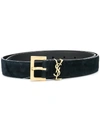 Saint Laurent Cassandre Belt With Square Buckle In Smooth Leather Accessories In Black