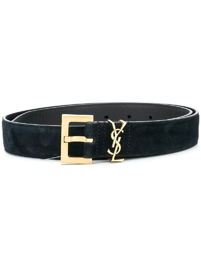 Saint Laurent Cassandre Belt With Square Buckle In Smooth Leather Accessories In Black
