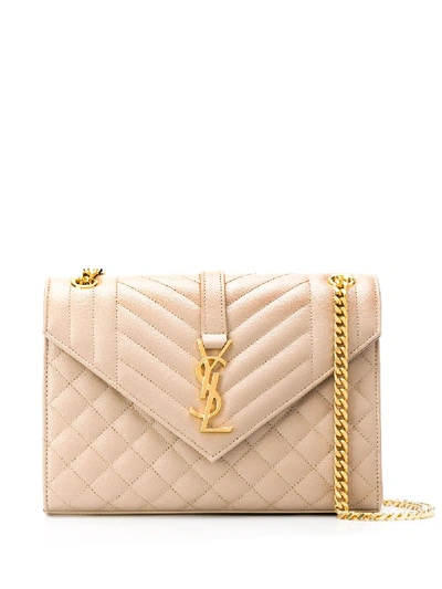 Saint Laurent Envelope Shoulder Bag In Neutrals