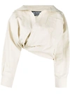 JACQUEMUS OVERSIZED CROPPED RUCHED SHIRT