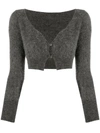 Jacquemus Alzou Cropped Mohair-blend Cardigan In Grey