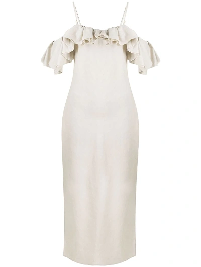Jacquemus La Dressing Gown Pampelonne Stone Cotton-blend Midi Dress In Natural