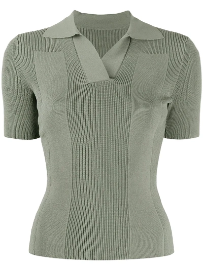 Jacquemus Rückenfreies 'polo' Strickoberteil In Green