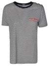 BALMAIN STRIPE CHEST LOGO PRINT T-SHIRT,11450763