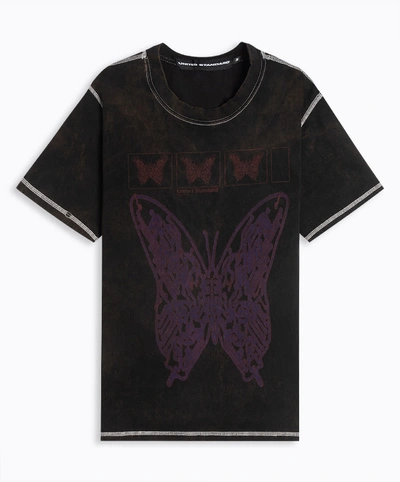 United Standard Butterfly Acid Cotton Jersey T-shirt In Black