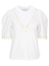 SEE BY CHLOÉ SEE BY CHLOE GRAPHIC TRIM EMBELLISHED T-SHIRT,11450552