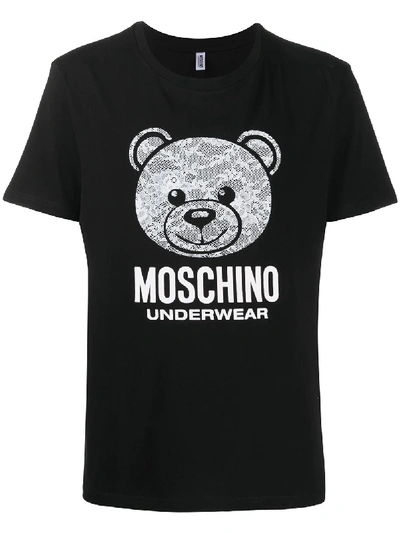 Moschino Logo Motif Print Cotton-mix T-shirt In Black