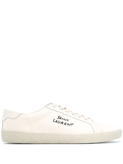 Saint Laurent Logo Embroidered Sneaker In Neutrals