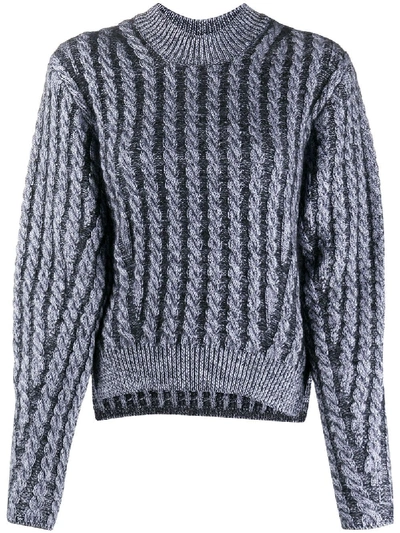 Chloé Chunky Cable-knit Side-slit Wool-blend Jumper In Blue