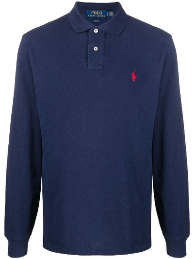 Polo Ralph Lauren Long-sleeved Polo Shirt In Blue
