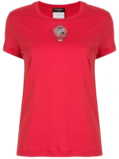 Pre-owned Chanel Stars Patch T-shirt In Red