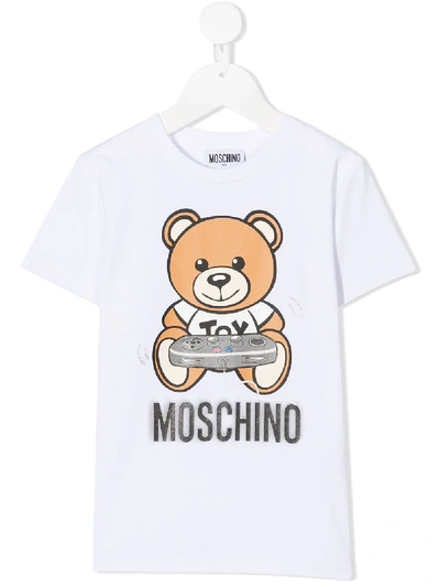 Moschino Kids' Gamer Teddy Bear T-shirt In White