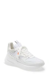 Alexander Mcqueen 50mm Leather Mesh Runner Sneakers In White/ Paris Blue