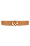 FENDI LOGO BUCKLE LEATHER BELT,8C0579-A1KS