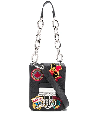 Dsquared2 Keychain Patch Shoulder Ring In Black