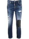 DSQUARED2 DISTRESSED-EFFECT CROPPED JEANS