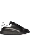 Alexander Mcqueen Exaggerated-sole Rubber-trimmed Leather Sneakers In Black
