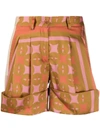 Jejia High-waisted Geometric Print Shorts In Brown