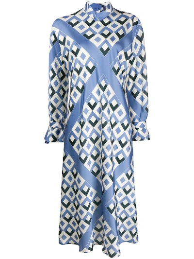 Jejia Geometric Print Midi Dress In Blue