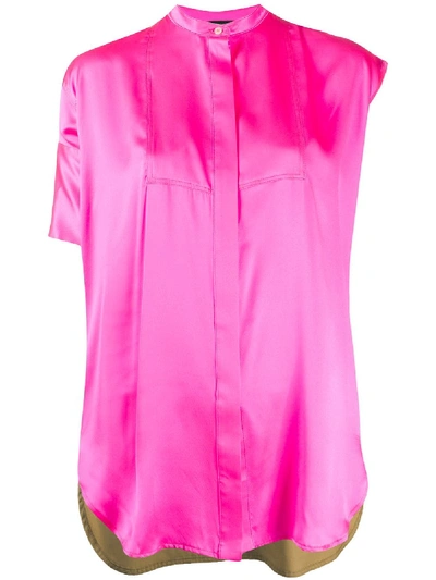 Jejia 不对称中式直领衬衫 In Pink