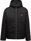 Prada Hooded Puffer Jacket In Black