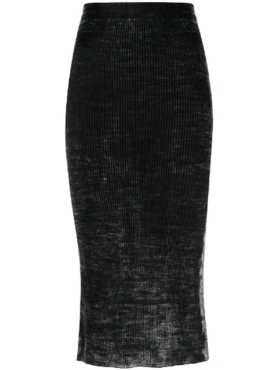 Diesel Acid Wash Midi Skirt In Black