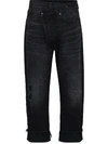 R13 Crossover Waist Cropped Jeans In Black