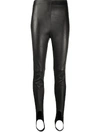 SAINT LAURENT HIGH-WAISTED STRAP-DETAIL LEGGINGS