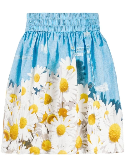 Moschino Daisy Print High-waisted Skirt In Blue