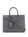 Saint Laurent Baby Sac De Jour Croc-embossed Tote Bag In 1242 Grey