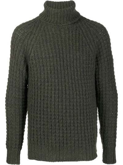 Roberto Collina Waffle-knit Roll Neck Jumper In Green