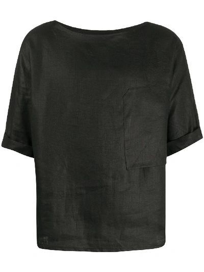 Alchemy Round Neck Linen T-shirt In Black