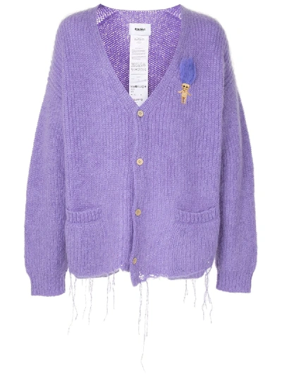 Doublet Oversized Patch Detail Cardigan In Purple