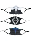 Marcelo Burlon County Of Milan Wings Print Face Masks (pack Of 3) In Black