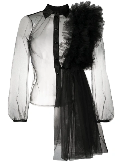 Alchemy Ruffled Panel Tulle Shirt In Black