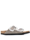 Birkenstock Arizona Two-strap Shearling Sandals In Grey