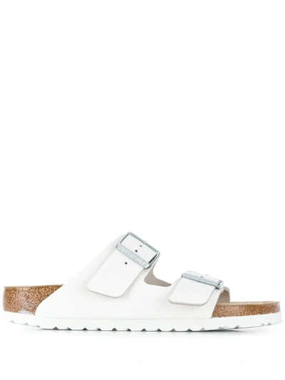 Birkenstock White Leather Narrow Big Buckle Arizona Sandals