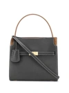 Tory Burch Grained Leather Bag With Suede Panels In Blue