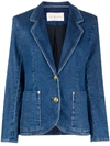 TORY BURCH FITTED DENIM BLAZER