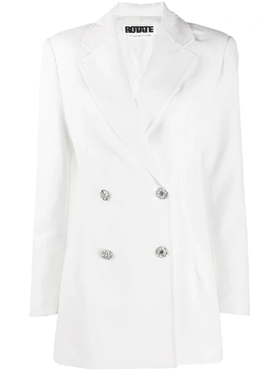 Rotate Birger Christensen Fonda Double-breasted Blazer Dress In White