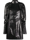 Rotate Birger Christensen Kaya Cutout Coated Canvas Mini Dress In Black